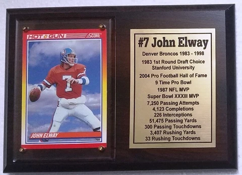 Denver Broncos John Elway Football Card Plaque Cover