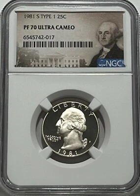 1981 S NGC Type 1 PF70 Ultra Cameo Washington Quarter Proof 25c Portrait Label - Image 1 of 3