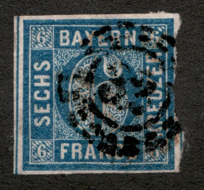 1862 German Bavaria Sc #11 - 6 Kruzer - "32" Cancel, Used stamp. Cv$40 - Image 1 of 1
