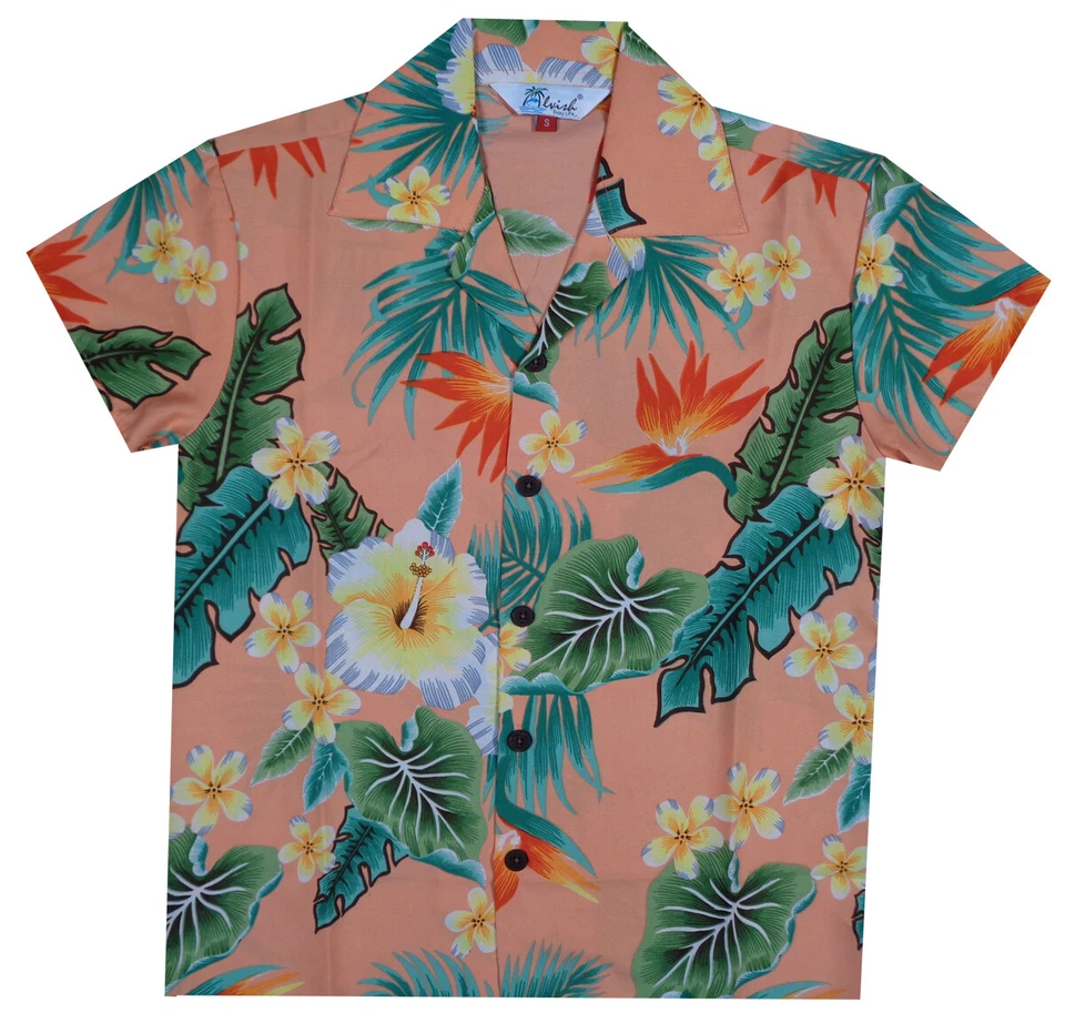 Hawaiian Shirts Boys Flower Leaf Beach Aloha Party Camp Holiday Casual - Image 1 of 2