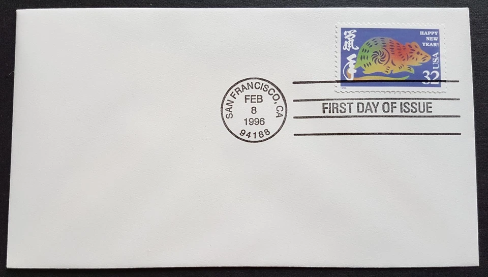 USA 1996 Zodiac Series Lunar New Year of the Rat 1v Stamp FDC (official issue) - Image 1 of 2