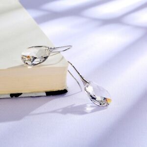 Women's Silver White Crystal Drop Pendant Earrings Wedding Jewelry Gift 