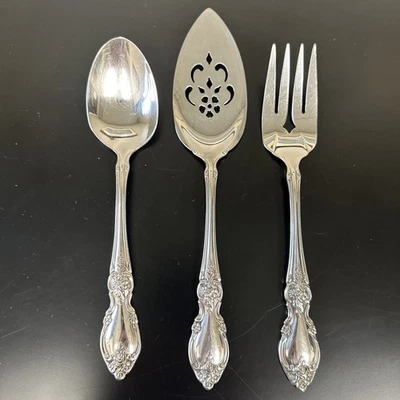 Oneida Louisiana Serving Ware Comunidade Aço Inoxidável Conjunto de 3 - Servidor de Torta + 2 - Imagem 1 de 4