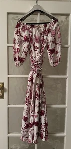 Scanlan Theodore Botanical Linen Wrap Dress In Raspberry - Size S/M, RRP $650 - Picture 1 of 9