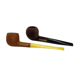 2 UNSMOKED Vintage KBB Buckskin Flocked Fuzzy Straight Sitter Estate Pipe Lot - Bild 1 von 11