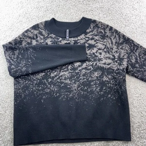 Athleta Sweater Size L Black Beige Extra Fine Merino Wool Blend Pullover Casual - Picture 1 of 8