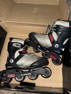 Patines ajustables duraderos en línea K2 Skate Youth Raider, gris/rojo, grandes (4-8) Foto 1 de 4