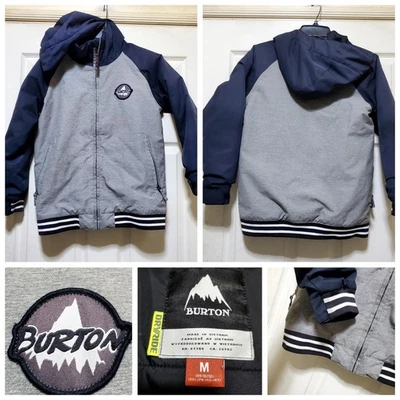 Burton Jacket Boy Medium Gray Navy DRYRIDE Hooded Gameday Ski Snowboard Insulate - Image 1 of 4