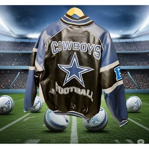 Vintage Dallas Cowboys Genuine Leather Full Zip Jacket Men's Size Medium  - Picture 1 of 7