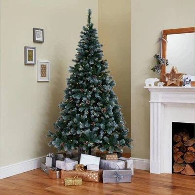 Habitat 7ft Pre lit Blue Oscar Pine Cone Christmas Tree - Green - Image 1 of 4