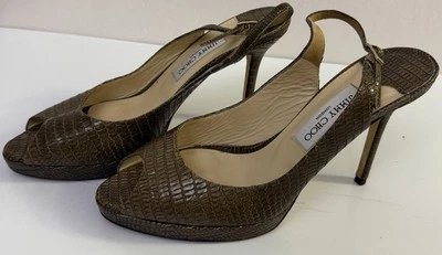 Tacones de plataforma Jimmy Choo con estampado de serpiente punta abierta talla 41 EE. UU. 9,5 Foto 1 de 4