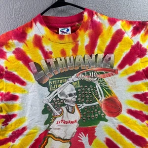 Vintage Lithuania Olympics Basketball T Shirt Large Liquid Blue Grateful Dead 92 - Picture 1 of 21