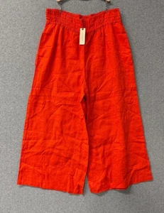Pantalones Anthropologie The Somerset Pull On Pierna Ancha Lino Rojo/Naranja Talla M Nuevos con Etiquetas - Imagen 1 de 8