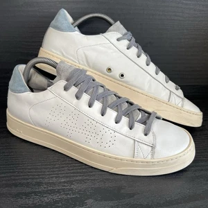 P448 Men’s John Fashion Sneaker Low Sz 43 EU 10.5 US White Leather Distressed - Picture 1 of 8