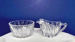 Vintage Clear Crystal Creamer & Open Sugar Bowl - Picture 1 of 9