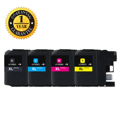 4 Stück LC103 LC103XL Tintenpatronen mit hoher Reichweite für Brother MFC-J4410DW J245 J6920DW - Bild 1 von 4