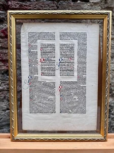 Pagina Diritto Ecclesiastico su carta vergata cornice doppiovetro XVII sec. - Picture 1 of 5