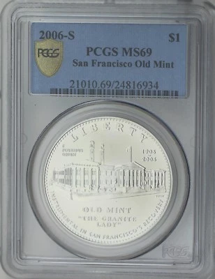 2006-S Silver $1 San Francisco Old Mint Earthquake Survival Centennial PCGS MS69 - Image 1 of 4