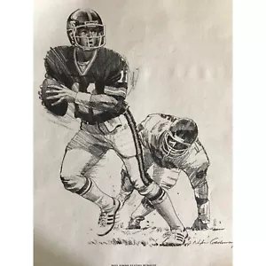 Phil Simms Eludes Pursuit NFL/Shell Oil Print 1981 - Picture 1 of 1