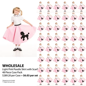 Light Pink Poodle Skirt for Youth Girls with Scarf~ WHOLESALE 48 Piece Case Pack - Picture 1 of 4