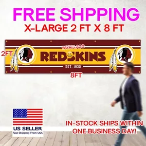 Redskins Flagge 2 x 8 Fuß Washington Banner American Football neu kostenloser USA Versand - Bild 1 von 16
