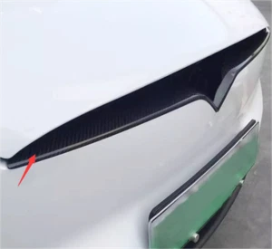 Carbon Fiber Front Center Grilles Lid Cover Trim For 2017-2023 Tesla Model X 1P - Picture 1 of 3