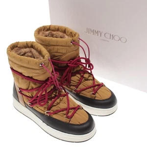 Jimmy Choo NWB Ankle Boots Size 37.5 7.5 US Wanaka In Camel/Black Mix - Picture 1 of 14