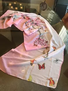 New Polyester Scarf-Pinks/Blues/Reds/Colorful Butterflies-20"x60"-Store Closing - Picture 1 of 3