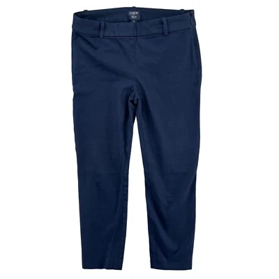 Pantalones J.CREW Winnie para mujer azul marino algodón elástico cremallera lateral frente plano talla 4 Foto 1 de 4
