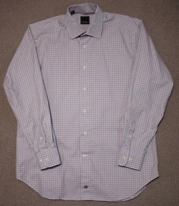 David Donahue Shirt Mens 16.5 34/35 Grid Check Regular Spread Collar - Picture 1 of 22