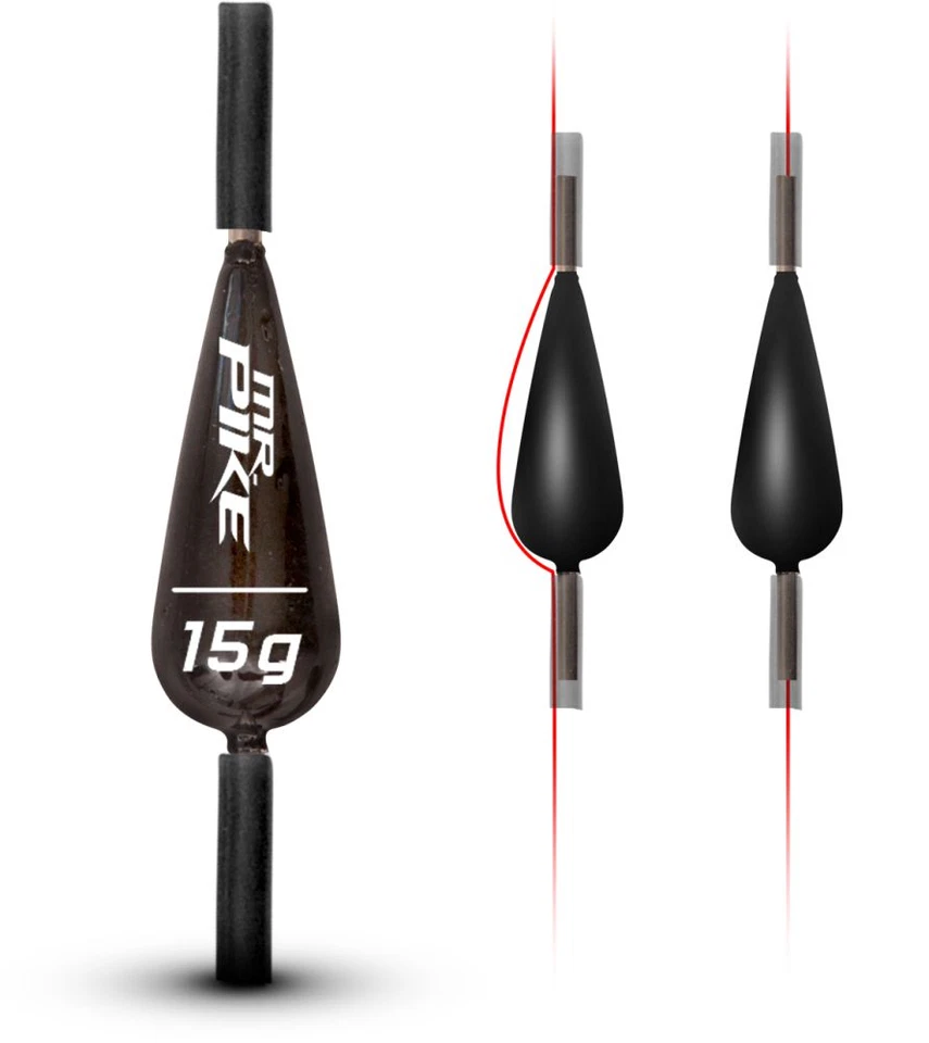 Quantum Mr.Pike Slide Sinker Blei für Posen Montage 6 - 20g Lead Free schwarz  - Bild 1 von 1