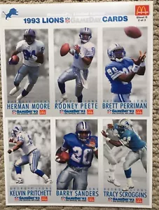 6 McDonalds Sheets Mint 1993 Game Day Collector Cards Barry Sanders J Rice - Picture 1 of 6