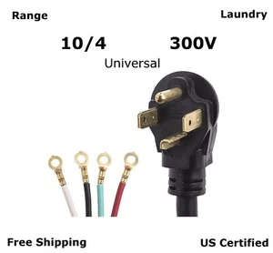 10/4 4' pies 30 amperios 4 clavijas secadora cable lavandería resistente 300V 10-4 universal - Imagen 1 de 2