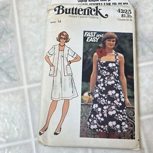 Vintage Butterick Pattern 4225 Ladies SunDress & Jacket Sz 14 Complete Uncut - Picture 1 of 5