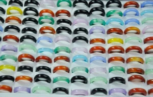 Lote de 30 piezas de anillos de jade de piedras preciosas de ágata natural mezcla colorida al por mayor de joyas - Imagen 1 de 12