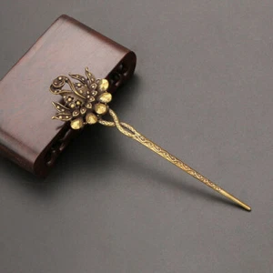 Solid Brass Hairpin Figurine Small Statue Home Ornament Figurines Collectibles - Picture 1 of 11