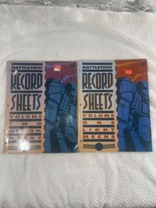 Battletech Record Sheets Volumes 1 & 2 1990 RPG Books FASA Light & Medium Mechs - Bild 1 von 10
