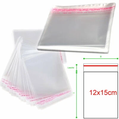 12x15 Tüten 500Stk. Folienbeutel Selbstklebend Beutel PP Folie Klar Transparent - Bild 1 von 4