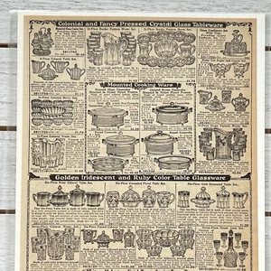 Vintage 20er Jahre Druck Anzeige SEARS GEPRESSTES KOLONIALGLAS & RUBINGESCHIRR 1925 Katalogseite - Bild 1 von 10
