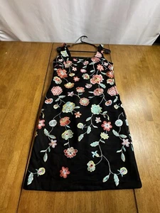 Catherine Malandrino Black Dress With Floral Embroidered Size Medium Sleeveless - Picture 1 of 12