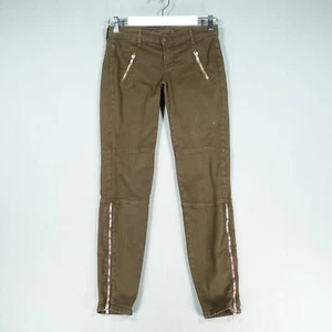 J Brand Skinny Jeans Womens 25 Khaki Green West Point USA Ankle Zip Trousers - Picture 1 of 23