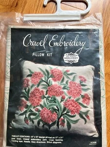Elsa Williams CARNATIONS raro kit ricamo crewel vintage cuscino lancio lino KC608 - Foto 1 di 6