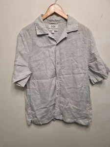 hemp shirt adult size small grey collared short sleeve relaxed cos - Picture 1 of 8