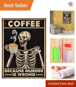 5D Diamond Painting Kit - Skull Coffee Theme - DIY Crafts for Adults & Kids - Picture 1 of 9