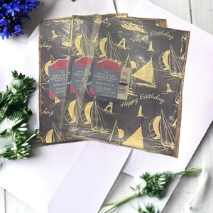 Vintage American Greetings barche a vela metallizzate confezione regalo set di 3 made in USA - Foto 1 di 4