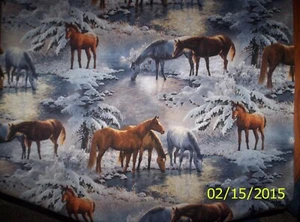 New Wild Wings Crystal Glenn Scenic with Horses 100% Cotton Fabric by The Yard - Picture 1 of 4