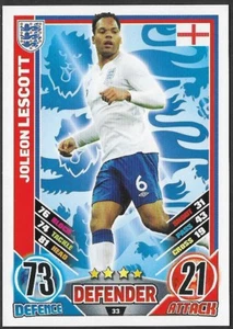 #33 TOPPS - MATCH ATTAX CARD GAME - ENGLAND 2012 - JOLEON LESCOTT - ENGLAND - Picture 1 of 3