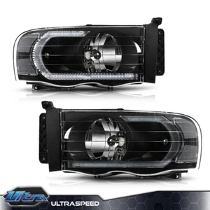 Clear Lens Black LED DRL Headlights Fit For 02-05 Dodge Ram 1500 2500 3500 - Picture 1 of 12