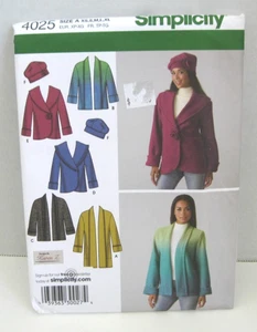 Simplicity 4025 Jacket w/ Front Variations & Hat Pattern Misses' XS-XL (6-24) UC - Picture 1 of 2