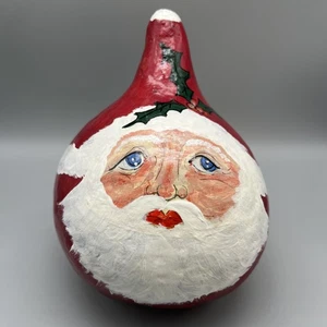 Weihnachtsmann Kürbis Figur handbemalt 2005" Ausgezeichnet 7"T x 5"W Volkskunst alte Mode - Bild 1 von 6